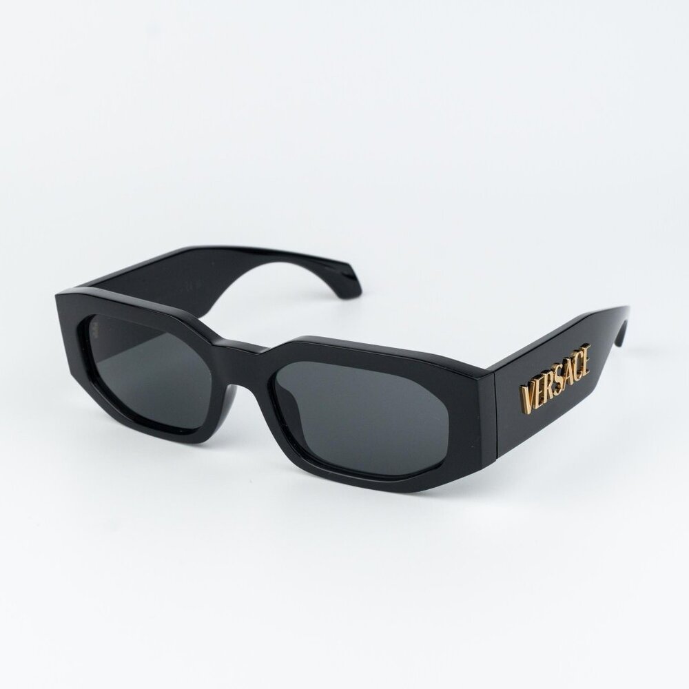 Versace Women Sunglasses Black Grey Rectangle VE4489U GB1/87 NEW AUTHENTIC